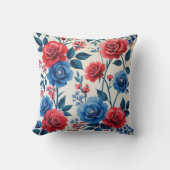 赤と青のバラ絵を描のベビーの胸像 クッション (正面)