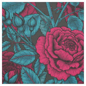 赤と青のバラ ファブリック (見本)