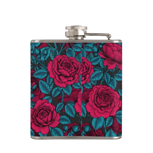 赤と青のバラ フラスク (裏面)