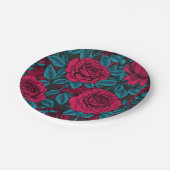 赤と青のバラ ペーパープレート (アングル)