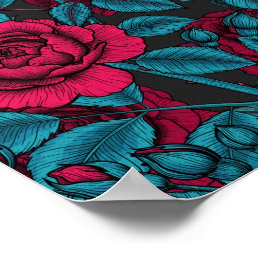 赤と青のバラ ポスター (角)