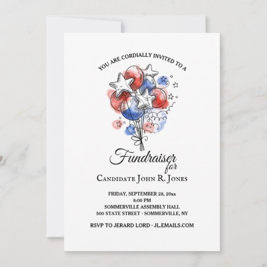 赤と青のバルーン 招待状 (正面)