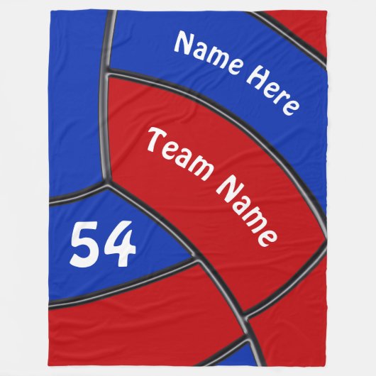 赤と青のバレパーソナライズされたーボール贈与アイディア フリースブランケット (正面)