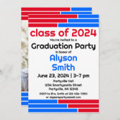 赤と青のバーワンフォトグラードパーティー 招待状 (正面/裏面)