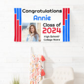 赤と青のバー1枚の写真卒業 横断幕 (インサイチュ)