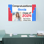 赤と青のバー1枚の写真卒業 横断幕 (トレードショー)