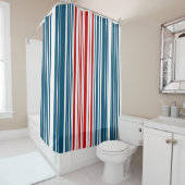 赤と青のパタストライプのーン シャワーカーテン (インサイチュ)