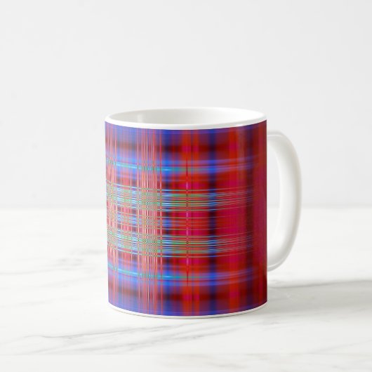 赤と青のパターン コーヒーマグカップ (正面右)