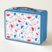 赤と青のパターン メタルランチボックス (裏面)
