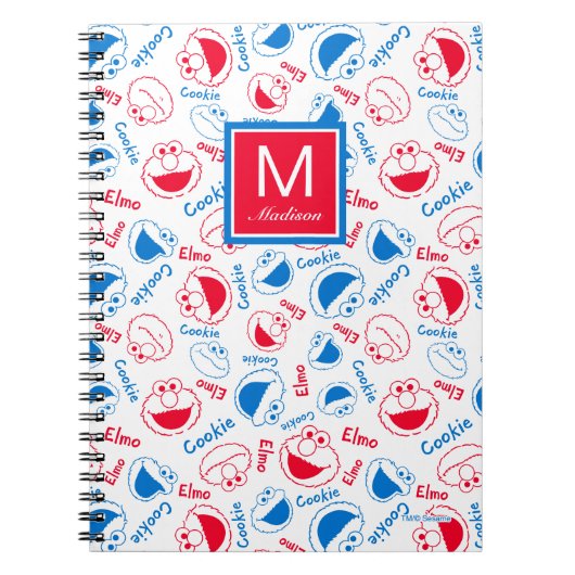 赤と青のパターン |名前の追加 ノートブック (正面)