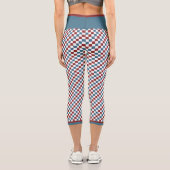 赤と青のパター市松模様にンカスタム カプリレギンス (裏面)