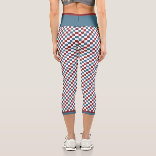 赤と青のパター市松模様にンカスタム カプリレギンス (裏面)