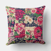 赤と青のパッチワーク中国のフローラ クッション (裏面)