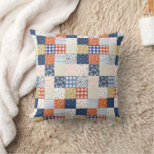 赤と青のパッチワーク クッション (ブランケット)
