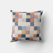 赤と青のパッチワーク クッション (裏面)