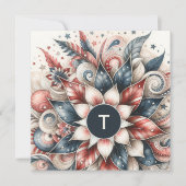 赤と青のフェスティバルモノグラムフラットカード (正面)