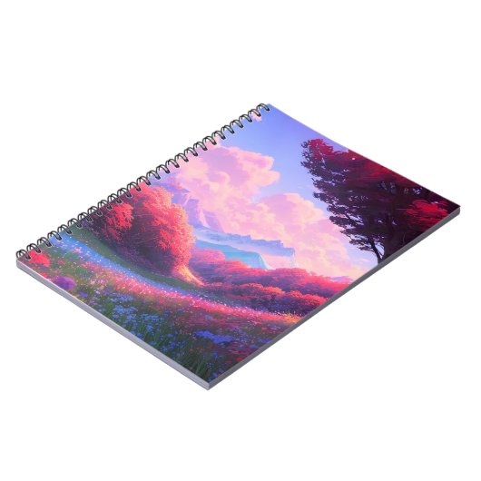 赤と青のフローラで飾られた谷 ノートブック (左側)