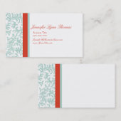 赤と青のフローラダマスクの座席カード 名刺 (正面/裏面)