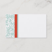 赤と青のフローラダマスクの座席カード 名刺 (裏面)