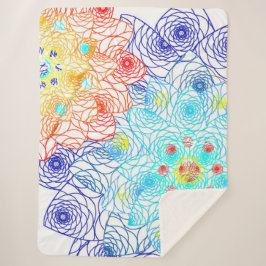 赤と青のフローラ シェルパブランケット