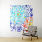 赤と青のフローラ タペストリー (インサイチュ)