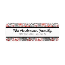 赤と青のフローラ-差出人住所ラベル