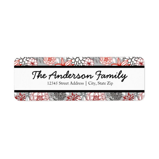 赤と青のフローラ-差出人住所ラベル ラベル (正面)