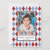 赤と青のプライドアーガイルクリスマスフォト シーズンカード (正面)
