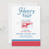 赤と青のヘリコプター誕生日 招待状 (正面)