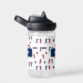 赤と青のボクシンググローブボクサーパターン ウォーターボトル (右面)