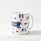 赤と青のボクシンググローブボクサーパターン コーヒーマグカップ (正面右)