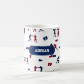 赤と青のボクシンググローブボクサーパターン コーヒーマグカップ (中央)