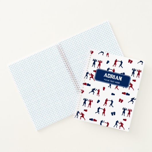 赤と青のボクシンググローブボクサーパターン ノートブック (内部)