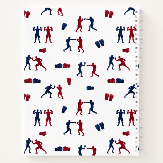 赤と青のボクシンググローブボクサーパターン ノートブック (裏面)