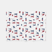 赤と青のボクシンググローブボクサーパターン フリースブランケット (正面(横))