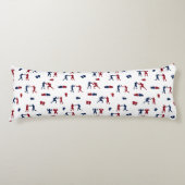 赤と青のボクシンググローブボクサーパターン ボディピロー (正面)