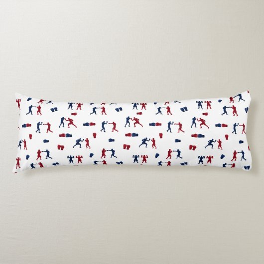 赤と青のボクシンググローブボクサーパターン ボディピロー (正面)