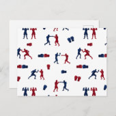 赤と青のボクシンググローブボクサーパターン ポストカード (正面/裏面)