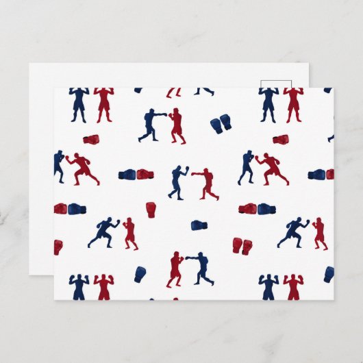 赤と青のボクシンググローブボクサーパターン ポストカード (正面/裏面)