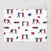 赤と青のボクシンググローブボクサーパターン ポストカード (正面)