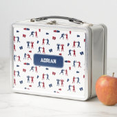 赤と青のボクシンググローブボクサーパターン メタルランチボックス (インサイチュ)