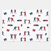 赤と青のボクシンググローブボクサーパターン ラッピングペーパーシート (正面)