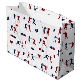 赤と青のボクシンググローブボクサーパターン ラージペーパーバッグ (裏面アングル)