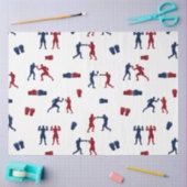 赤と青のボクシンググローブボクサーパターン 薄葉紙 (クラフト)