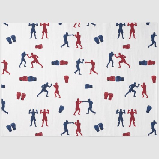 赤と青のボクシンググローブボクサーパターン 薄葉紙 (正面)