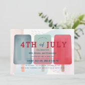 赤と青のポプシクル7月4日パーティー 招待状 (スタンド正面)