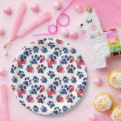 赤と青のポー4th 7月プレート ペーパープレート (パーティー)