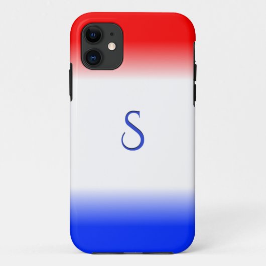 赤と青のモノグラムストライプ Case-Mate iPhoneケース (裏面)