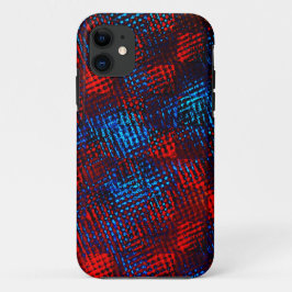 赤と青のリスクが正方形または立方体で交差 iPhone 11 ケース