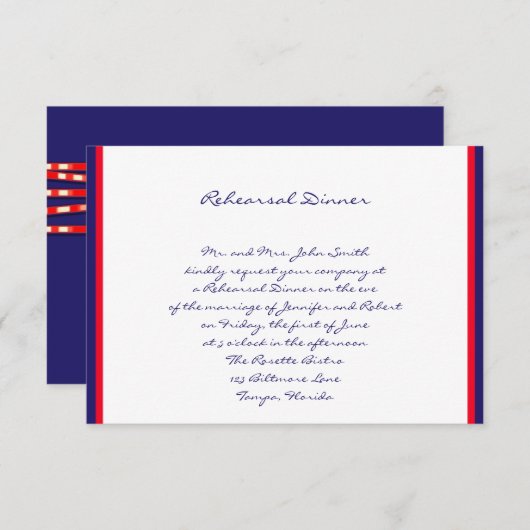 赤と青のリハー結婚サル 招待状 (正面/裏面)